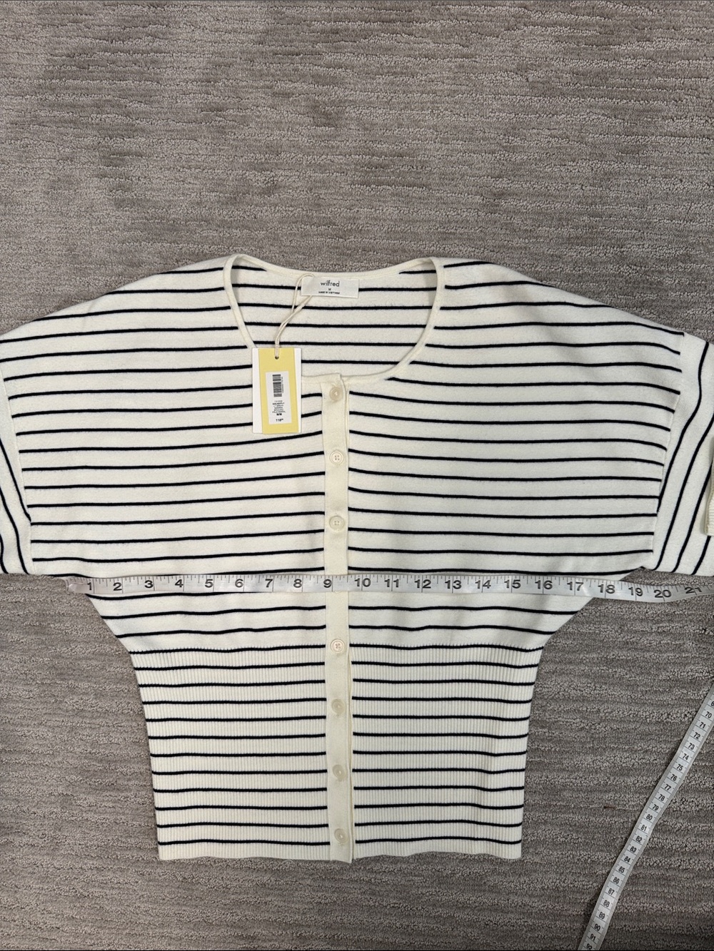 Aritzia Wilfred NWT Golightly Cardigan Light Birch/Admiral Size Medium - Picture 8 of 9
